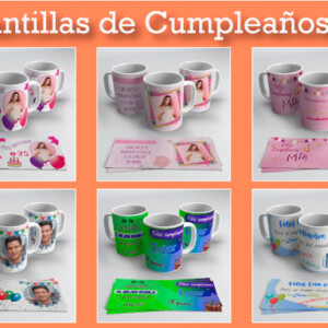 Plantillas para sublimar tazas de cumpleaños