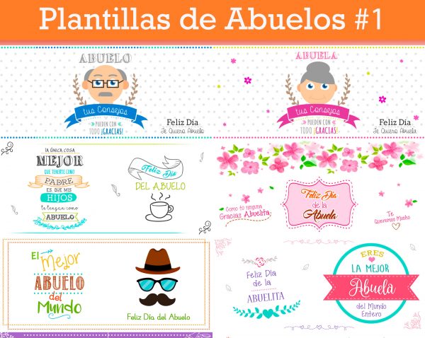 Plantillas de abuelos para sublimar tazas