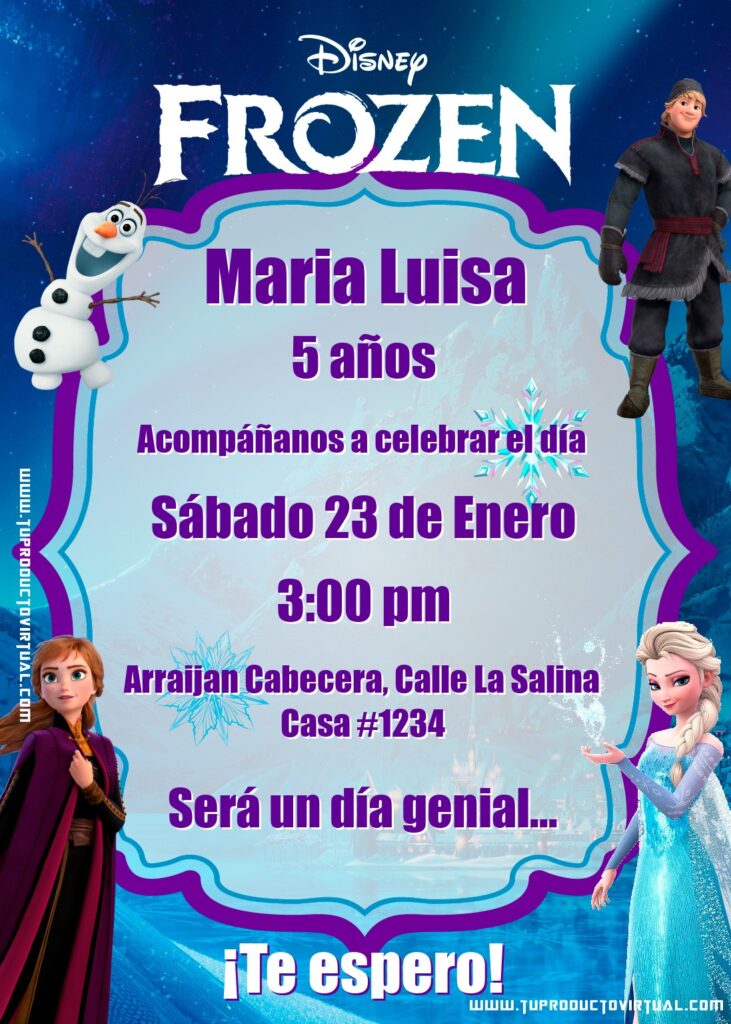 invitacion de frozen gratis online