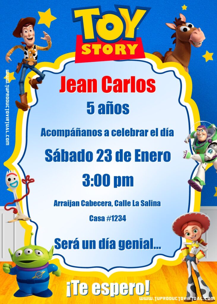 invitacion de Toy Story para editar online gratis