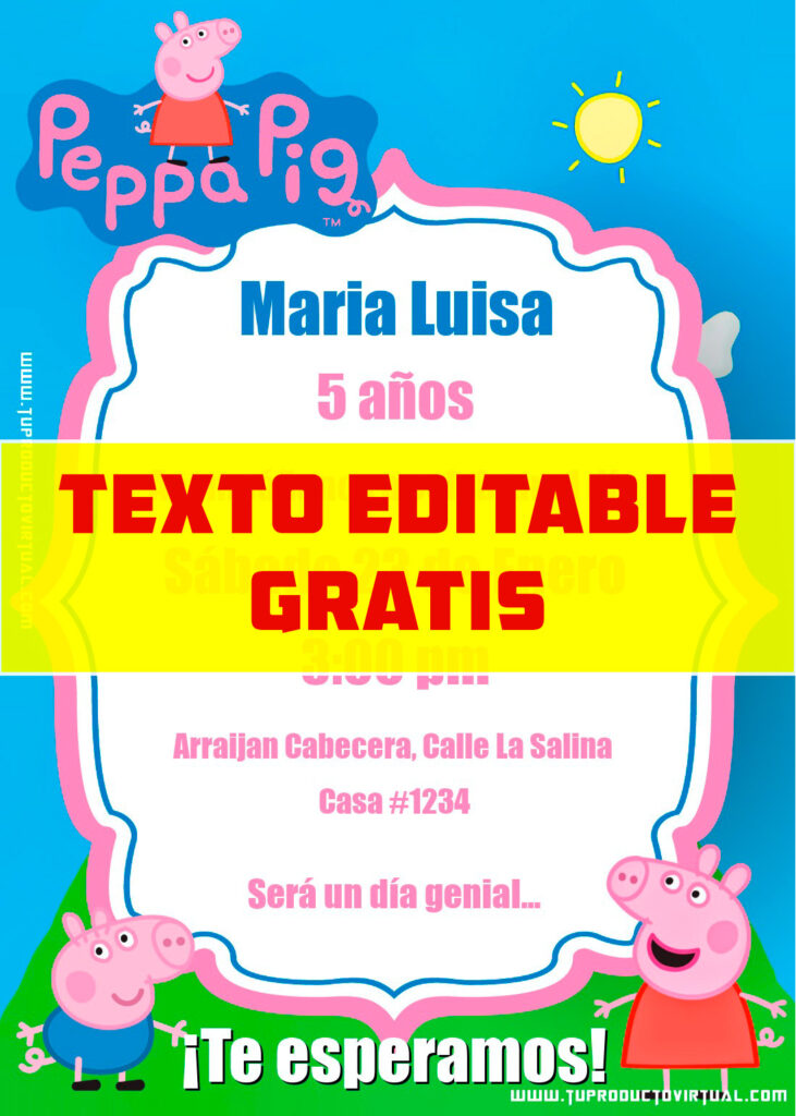 Invitación de Peppa Pig gratis online