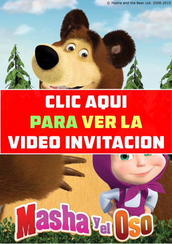 invitación de cumpleaños de masha y el oso