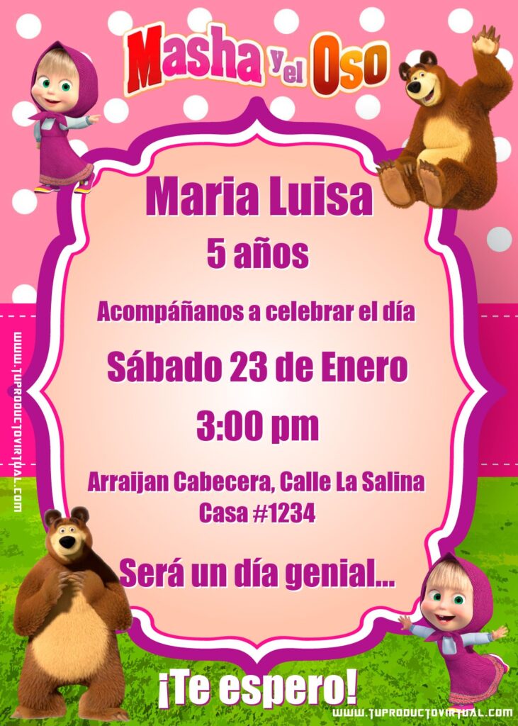 invitacion de masha y el oso gratis online