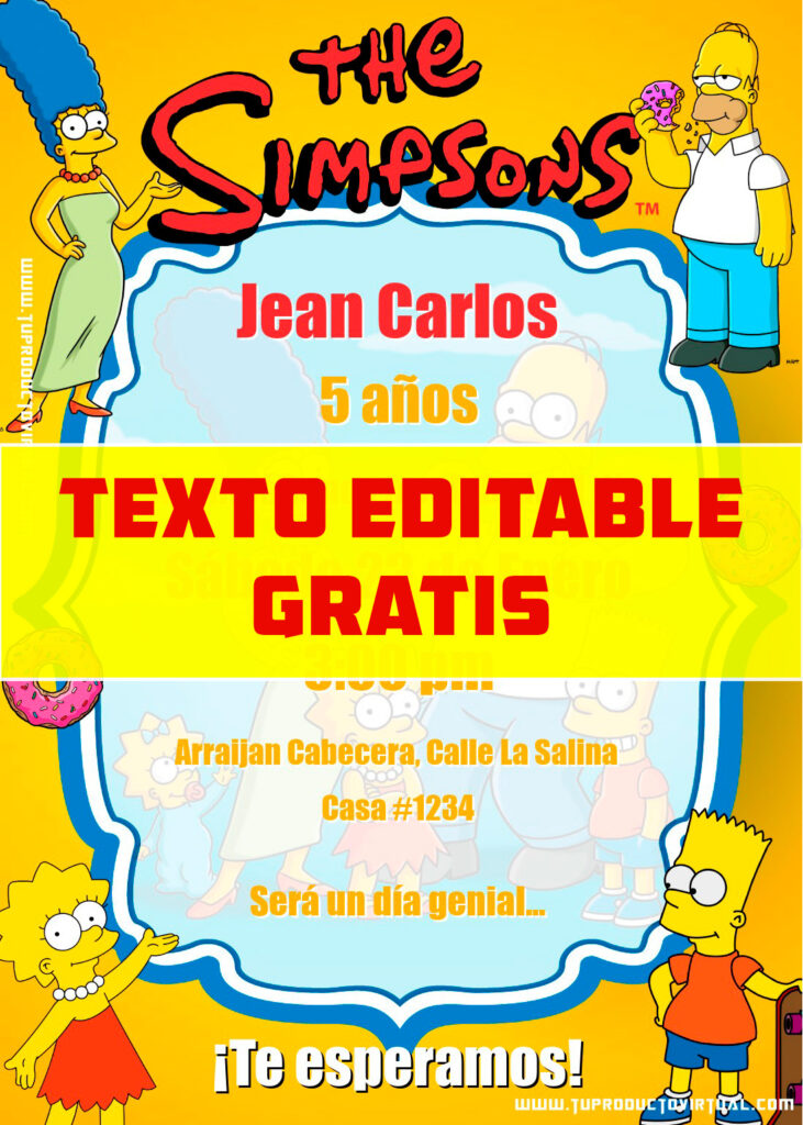 invitación de Los Simpsons gratis online