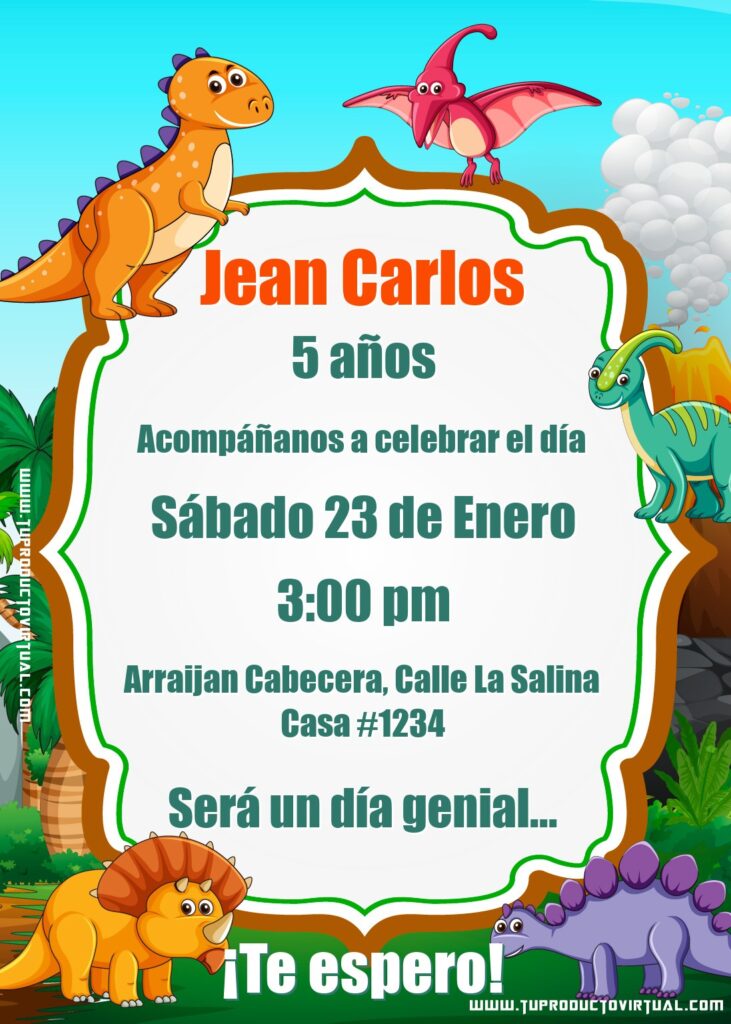 invitacion de dinosaurios gratis online