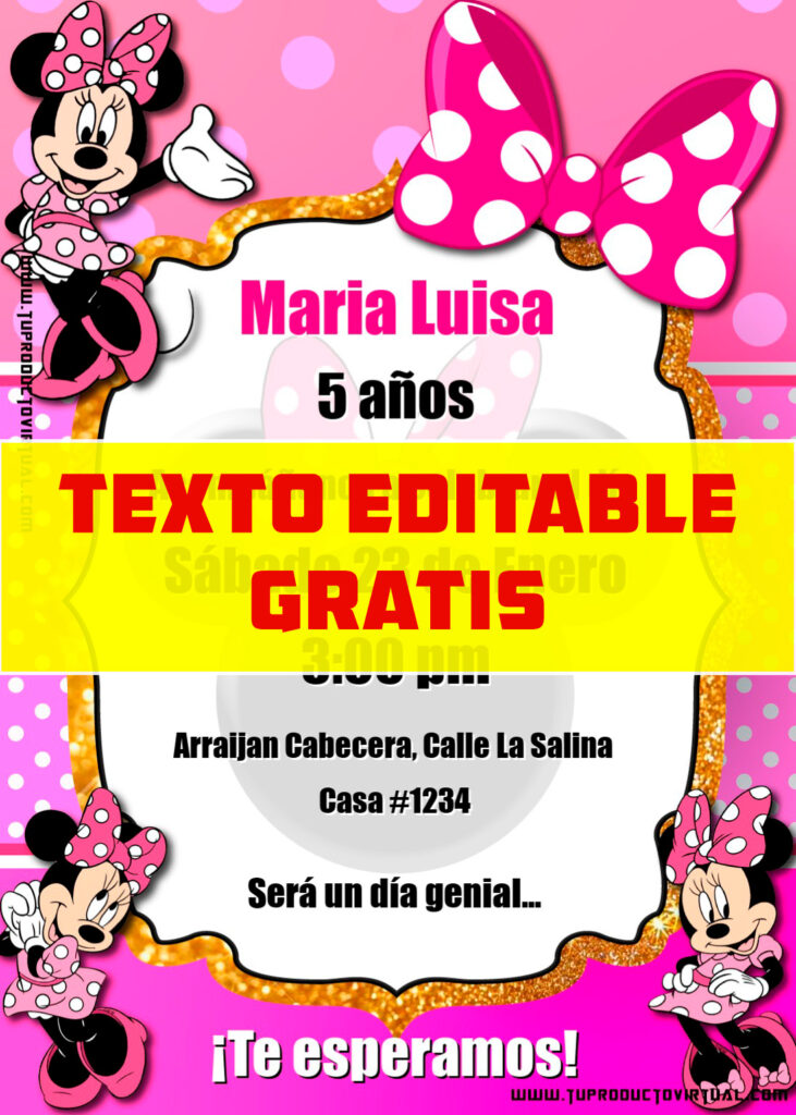 invitación de Minnie Mouse gratis online