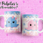 plantillas para tazas pulpos reversibles