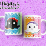 plantillas para tazas de pulpos reversibles