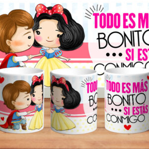 Plantillas para sublimar tazas de amor princesas