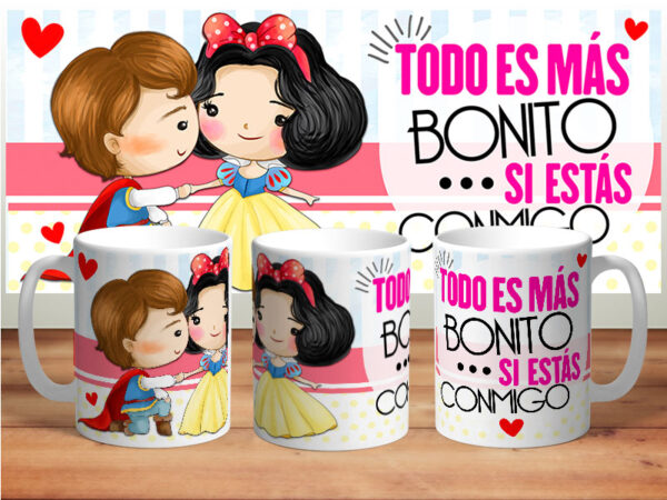 Plantillas para sublimar tazas de amor princesas