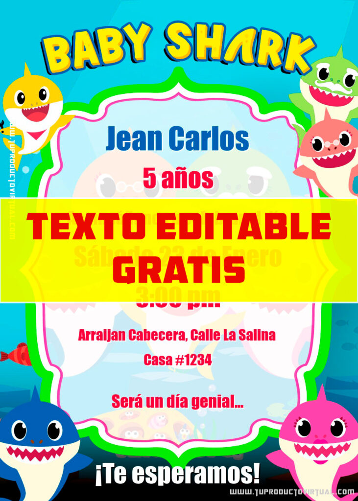 invitación de Baby Shark gratis online