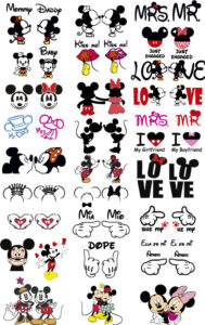 Diseños de Mickey y Minnie para parejas Vector