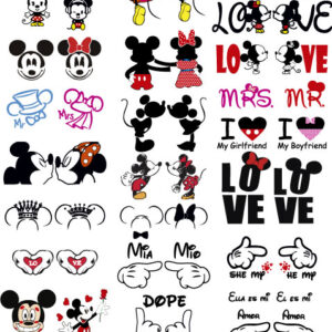 Diseños de Mickey y Minnie para parejas Vector