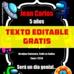 invitacion digital gratis de Among Us editable