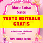 invitacion digital gratis de Barbie editable