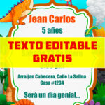 invitacion digital gratis de Dinosaurios editable