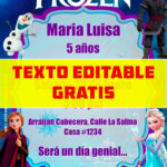 invitaciones digitales gratis de Frozen editable