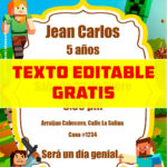 invitaciones digitales gratis de Minecraft editable