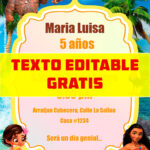 invitaciones digitales gratis de Moana editable