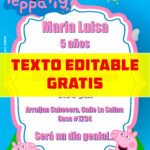 invitaciones digitales gratis de Peppa Pig editable