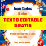 ininvitacion digital gratis de Sonic editable