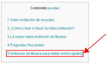 menu invitacion digital de moana