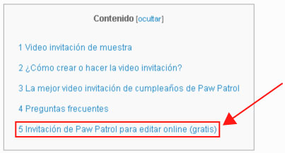 menu invitacion digital de paw patrol