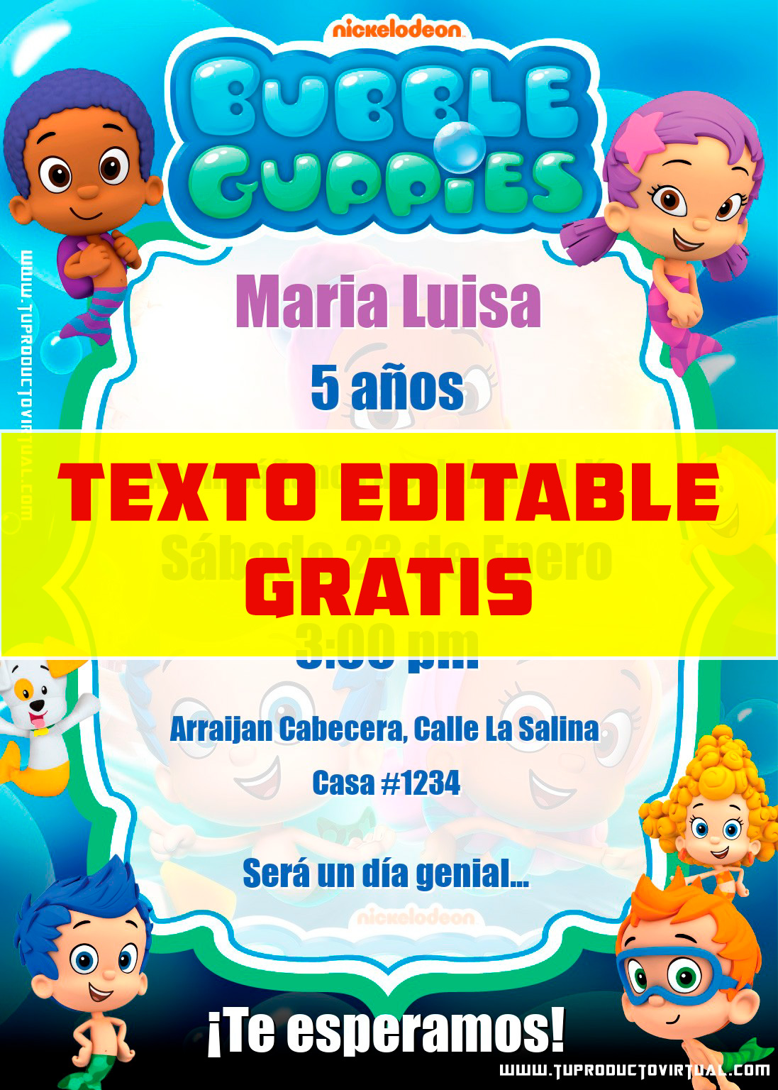 Video Invitación de cumpleaños de Bubble Guppies 2024 Personalizada