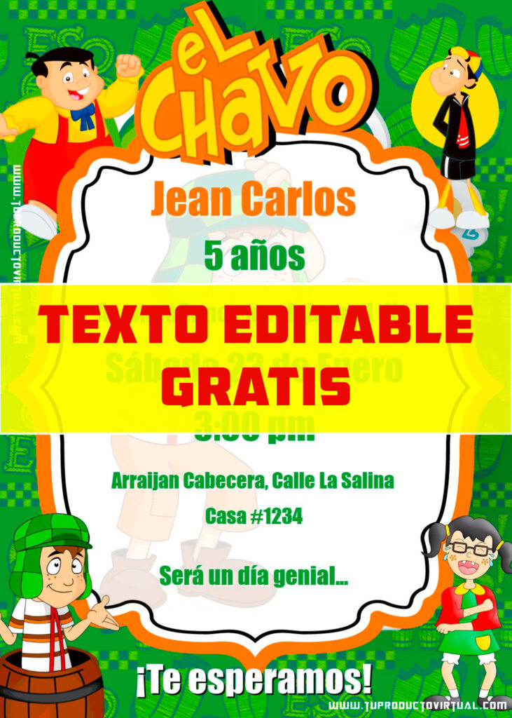 invitación de El Chavo del 8 gratis online