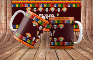 diseños para sublimar tazas del día de los muertos