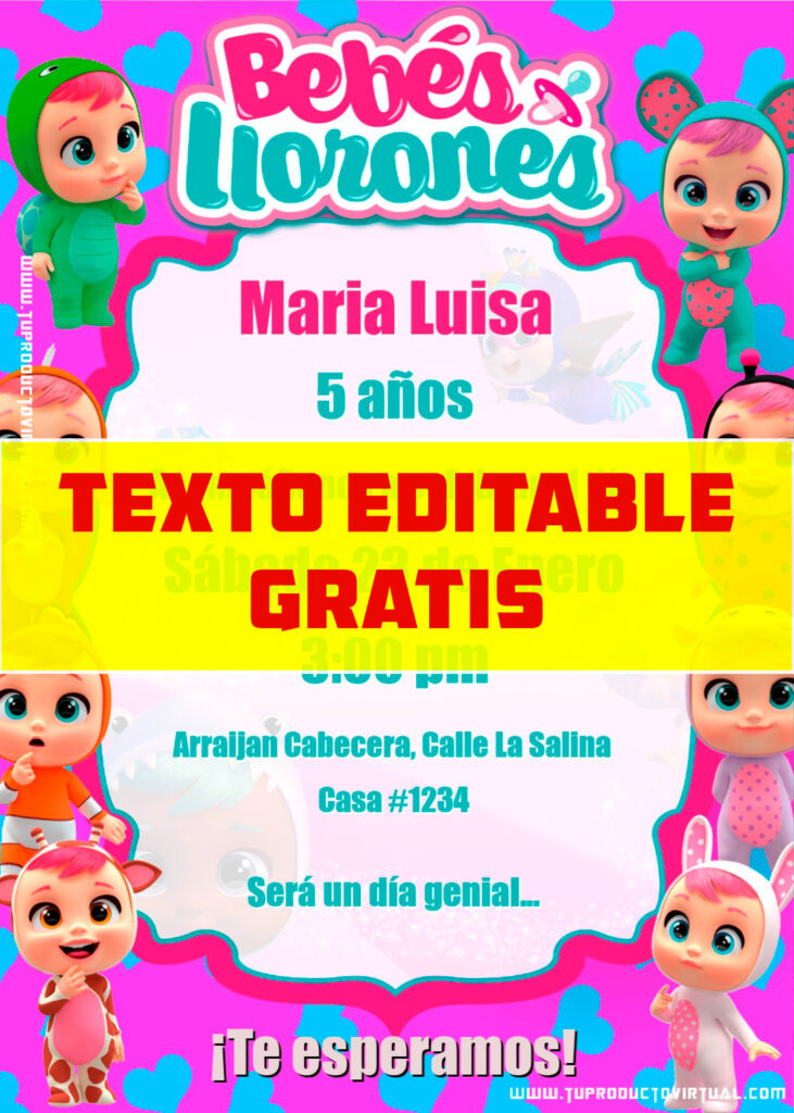 invitación de Bebés Llorones gratis online