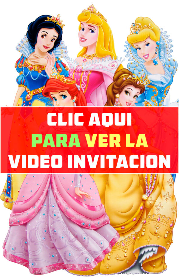 video invitación de cumpleaños de Princesas Disney