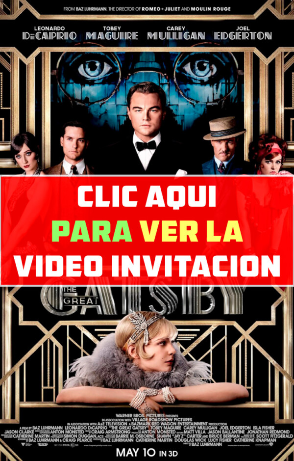 video invitación de cumpleaños de The Great Gatsby